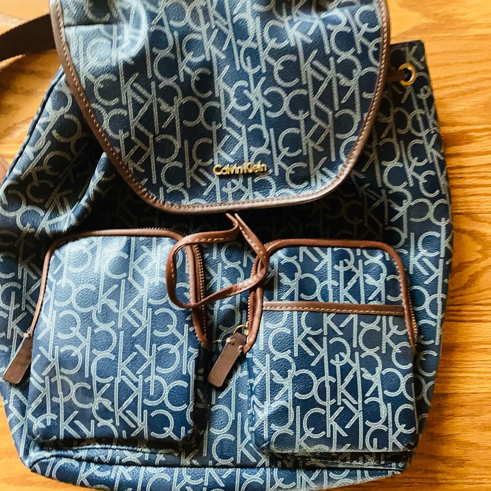 Ck Calvin Klein back bag pvc material leather trim